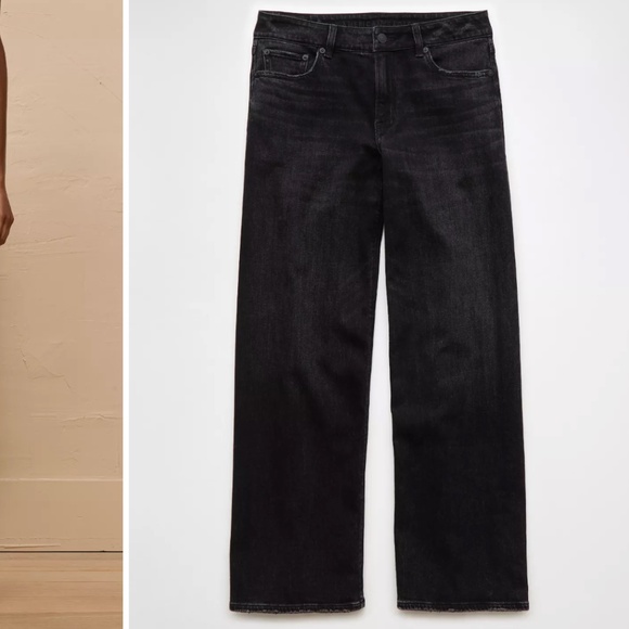 American Eagle Dreamy Drape Stretch Low-Rise Baggy Wide-Leg Jean - Picture 1 of 5